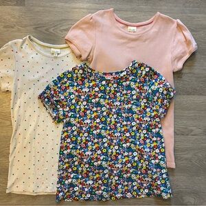 Lot of 3 Mini Boden Floral, Spotted and Pink Kids Cotton Tees
